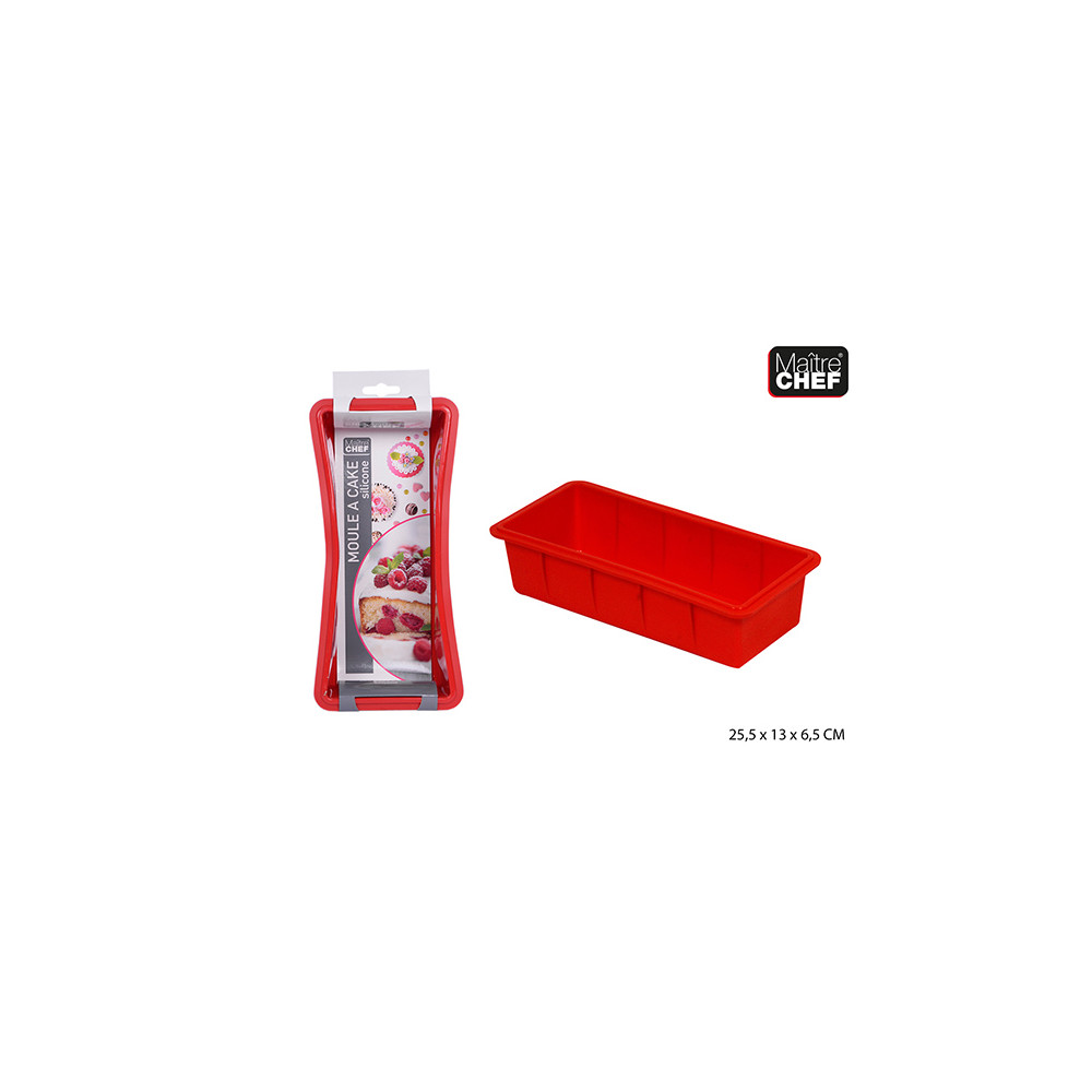 Moule à cake en silicone rouge 25.5x13x6.5cm