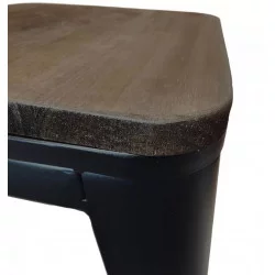 Matte black metal stool H46cm