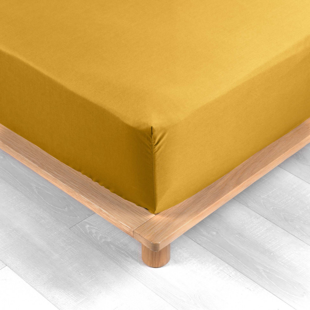 DRAP HOUSSE PERCALINE CURRY 160x200CM