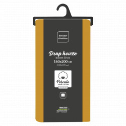 Drap housse Percaline curry 160x200cm