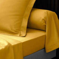 DRAP HOUSSE PERCALINE CURRY 160x200CM