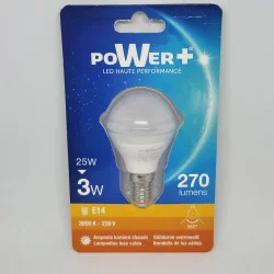 Ampoule Led E14 3W:25W G45 LIC lumière chaude