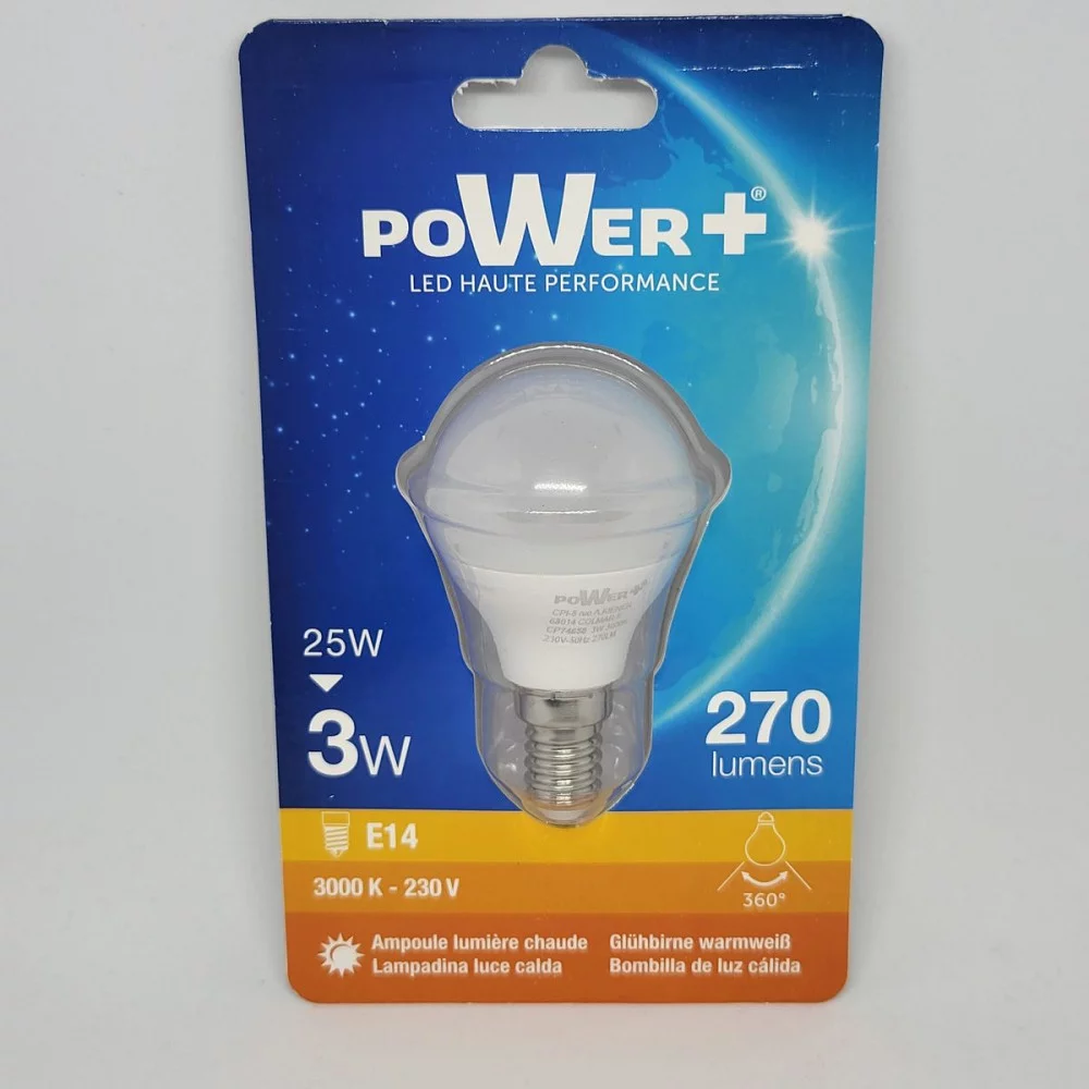Ampoule Led E14 3W:25W G45 LIC lumière chaude