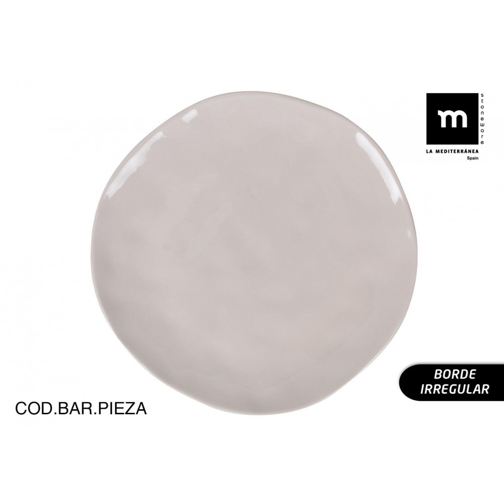 Assiette plate D26cm Organic ivoire Iberica brillante
