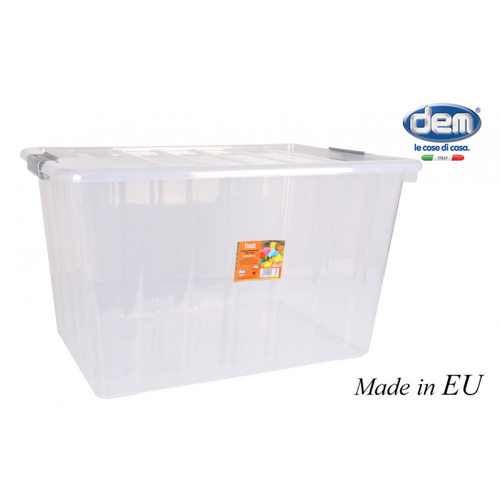 BOX 80L "THAIS"TRANSPARENT A/COUVERCLE E BOX 80L "THAIS"TRANSPARENT A/COUVERCLE E