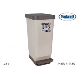 Poubelle à pédale plastique beige 45L