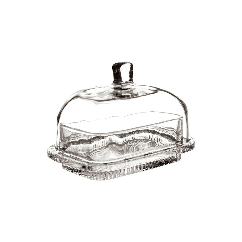 Beurrier en verre transparent Nymphéa 17x12x11cm