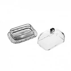 Beurrier en verre transparent Nymphéa 17x12x11cm