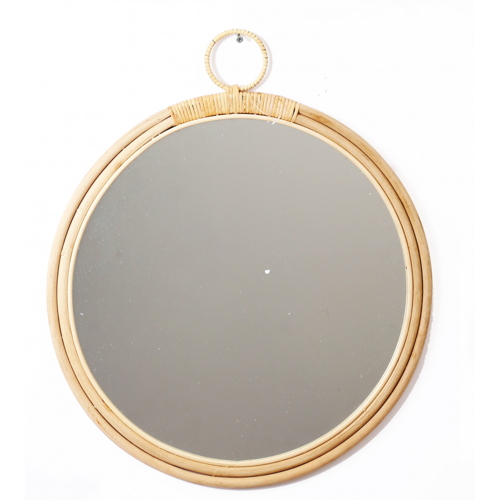 MIROIR EN RATTAN ROND PM