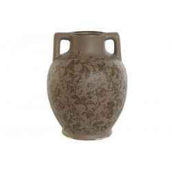 VASE "FEUILLES BRUN" 17X17X22 en GRÈS M