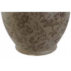 VASE "FEUILLES BRUN" 17X17X22 en GRÈS M