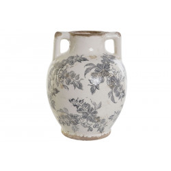 Vase en grès "Feuilles grises Romantique" D17xH22cm