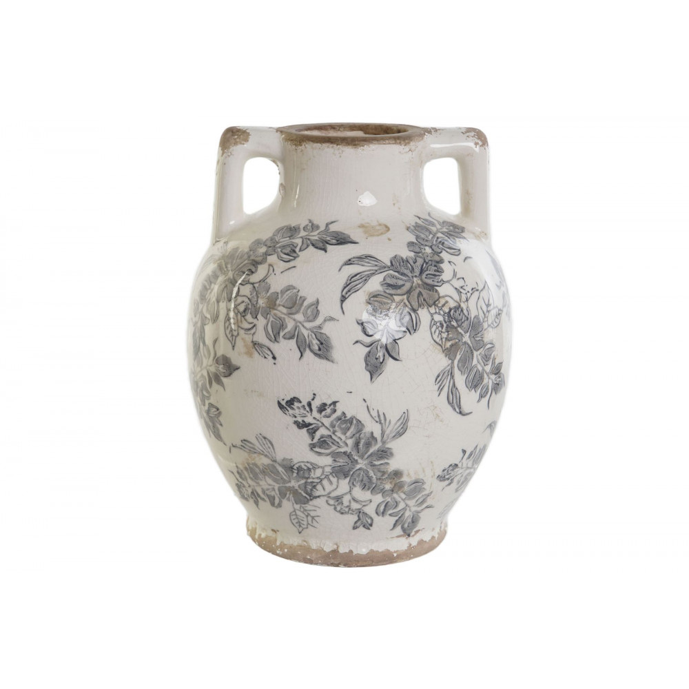 VASE "FEUILLES GRIS ROMANTIQUE" 17X17X2 VASE "FEUILLES GRIS ROMANTIQUE" 17X17X2