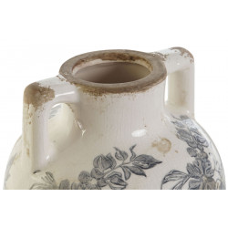 Vase en grès "Feuilles grises Romantique" D17xH22cm