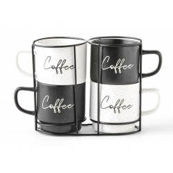 SUPPORT ET MUG X4 "COFFEE" 9X7,5X9 380M