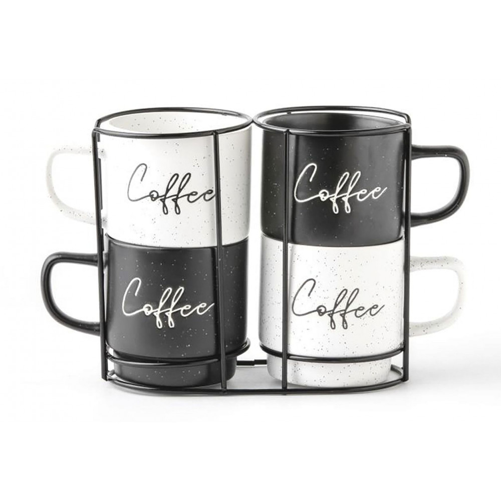 SUPPORT ET MUG X4 "COFFEE" 9X7,5X9 380M