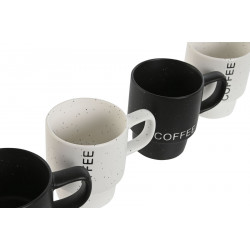 SUPPORT ET TASSE x4 "COFFEE" 6,6X8X7,8