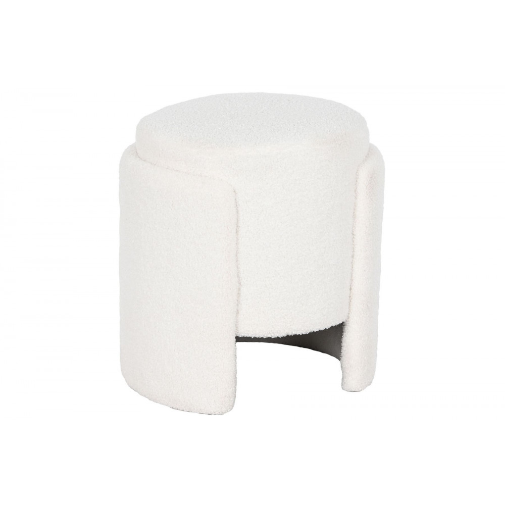 POUF "WOOLY" ROND REPOSE-PIEDS bouclette