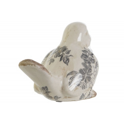 OISEAU "FEUILLES GRIS ROMANTIQUE" 19X11X