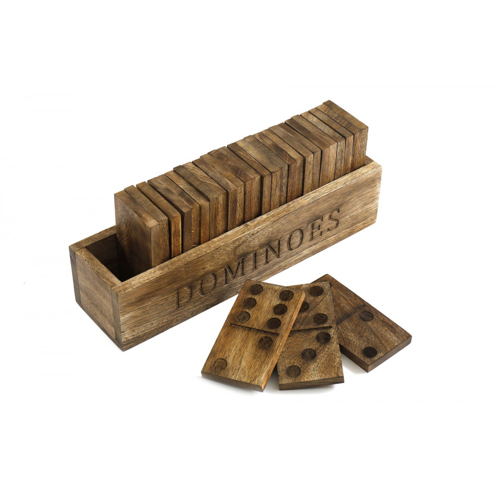 COFFRET JEU DE DOMINOS EN BOIS 28CM