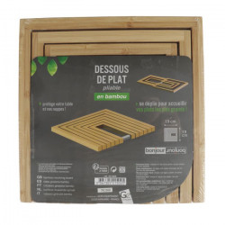 DESSOUS PLAT BAMBOU INOX CARRÉ 19X19CM