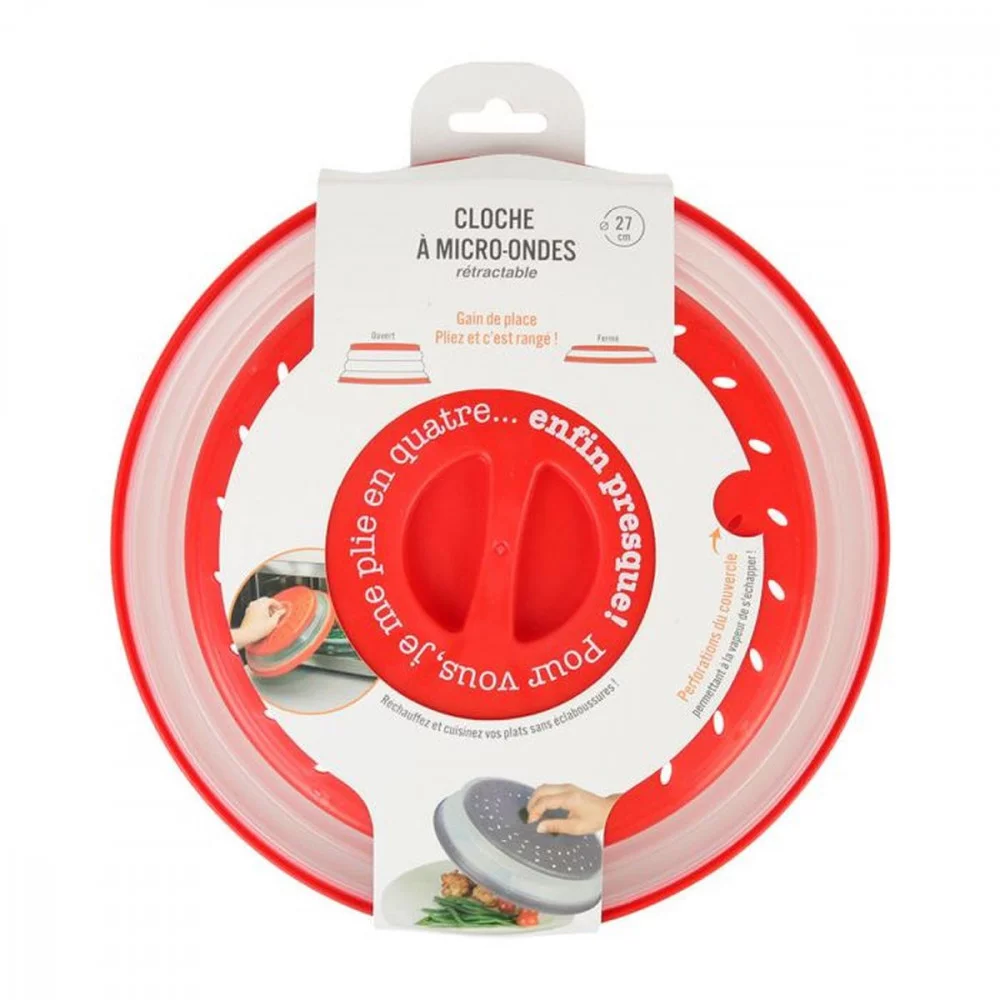 Cloche micro onde rétractable plastique D26.5cm