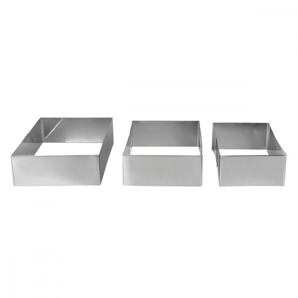 MOULE GATEAU X3 INOX CARR H5cm