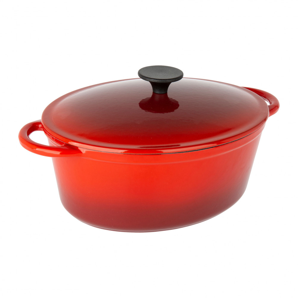 COCOTTE FONTE OVALE 4L ROUGE INT BLC