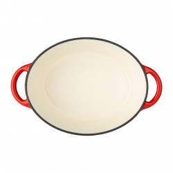 COCOTTE FONTE OVALE 4L ROUGE INT BLC