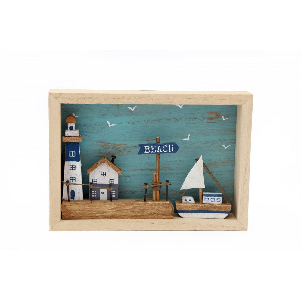 Cadre décoratif Cabine de plage 18x13cm