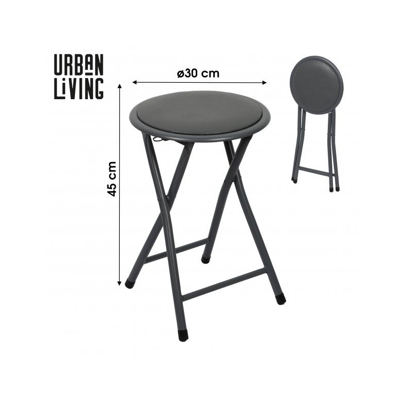 TABOURET PLIABLE PVC GRIS D30H45CM TABOURET PLIABLE PVC GRIS D30H45CM