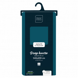 DRAP HOUSSE LINA BLEU 160x200CM