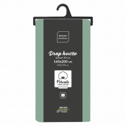 DRAP HOUSSE PERCALE TILLEUL 160x200CM