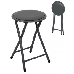 Tabouret pliable gris en PVC D30x45cm