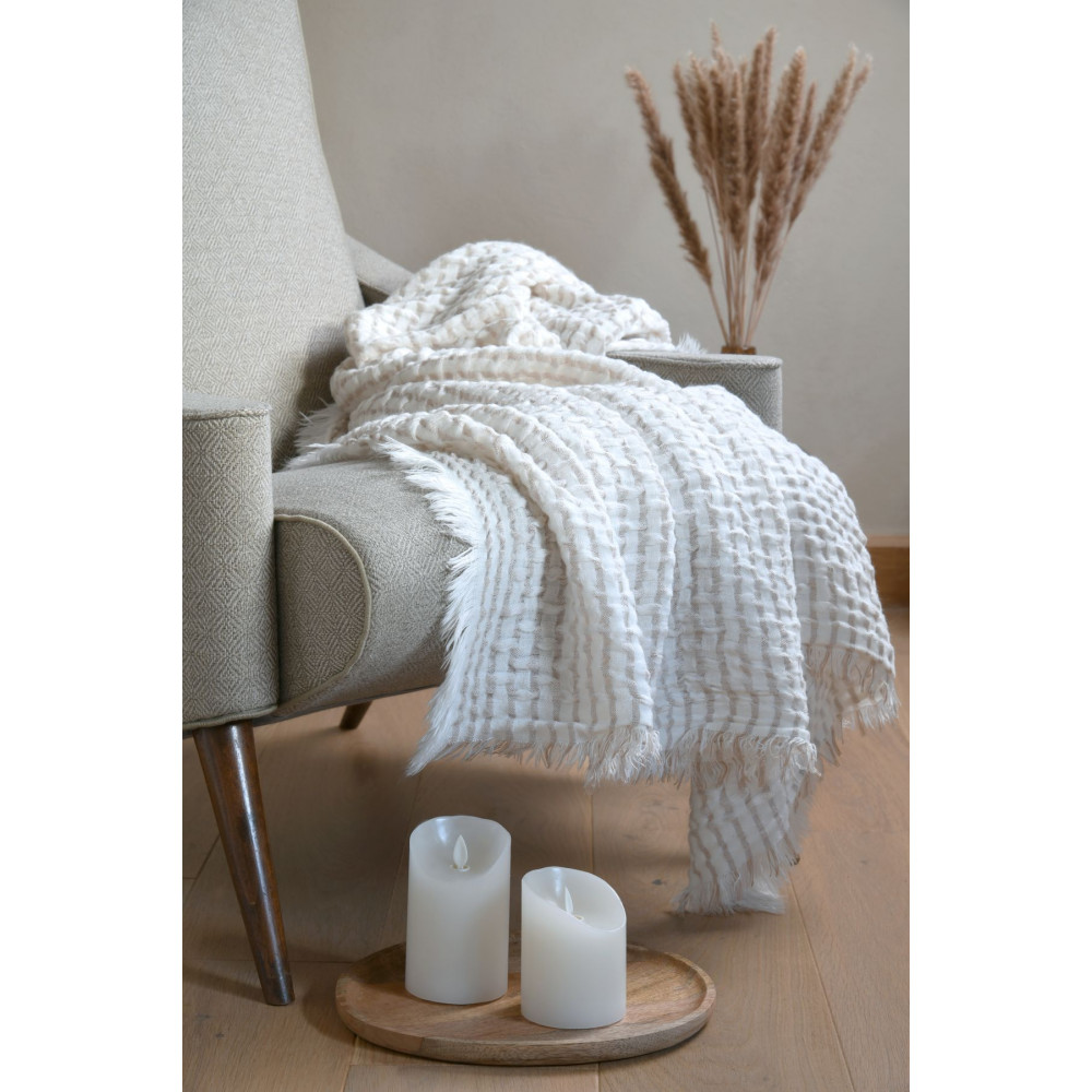 PLAID ALFIE ECRU 130X150CM GAUFRE PLAID ALFIE ECRU 130X150CM GAUFRE