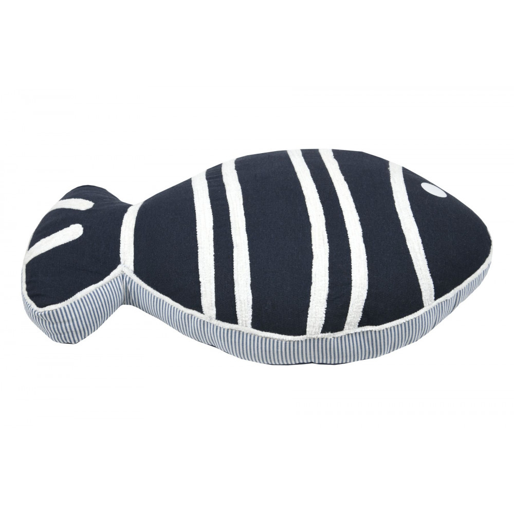 Coussin Escale poisson bleu marine L50cm
