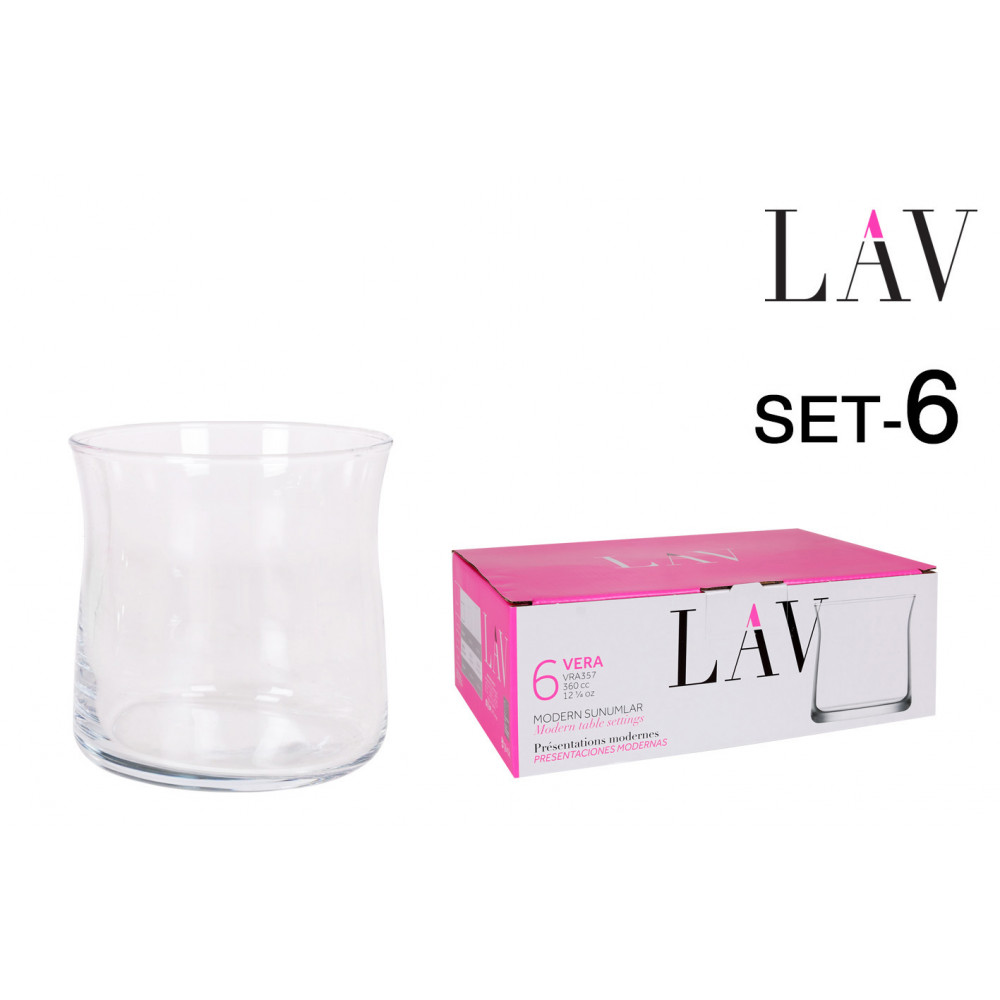 SET 6 VERRES 360cc "VERA" 8.0x8.0x8.0cm