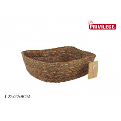 CORBEILLE EN JONC DE MER 22x22x8cm