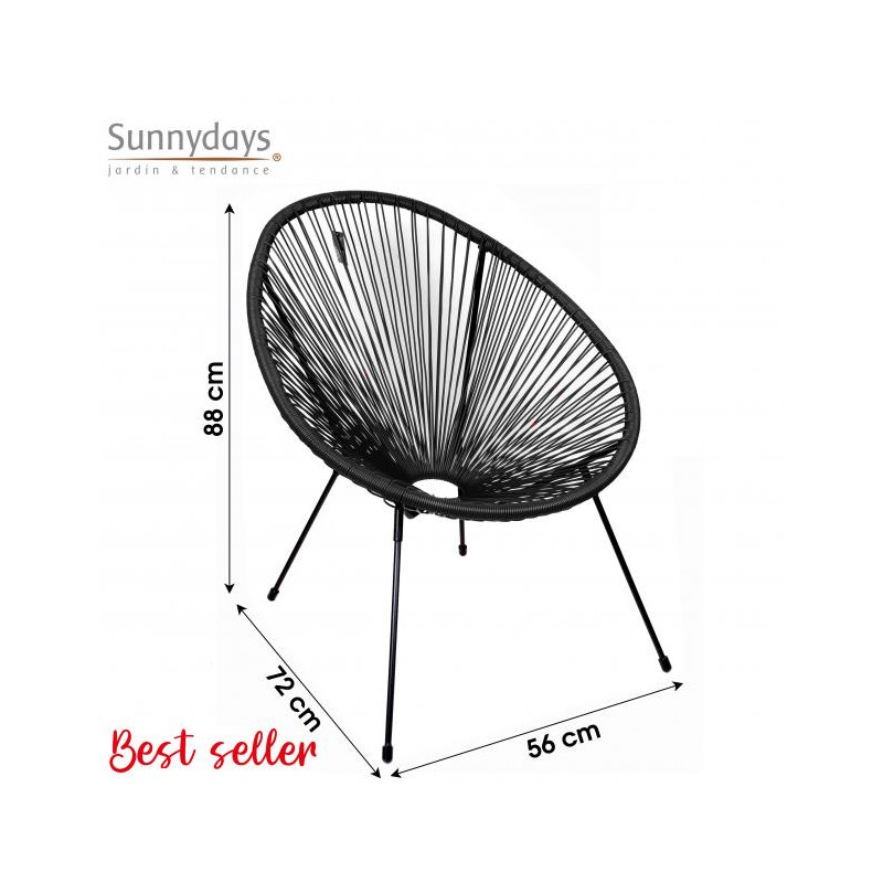 FAUTEUIL "CABANA" FILS NOIR