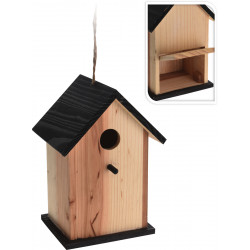 NICHOIR OISEAU AVEC TOIT NOIR 22CM