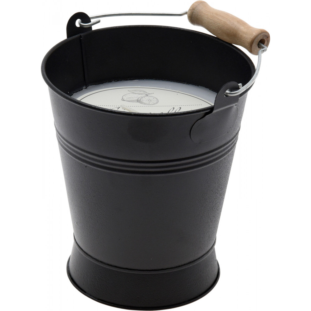 SEAU BOUGIE CITRONELLE NOIRE D16CM