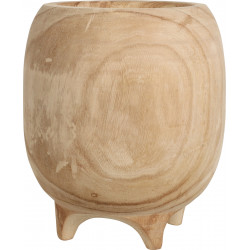 CACHE POT BOIS 27CM ROND SUR PIEDS
