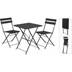 SET BISTROT METAL NOIR 3PCS TABLE PLIANT