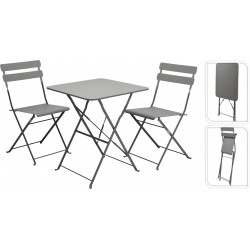 SET BISTROT METAL GRIS CLAIR SET 3PCS TA