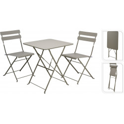 SET BISTROT METAL TAUPE SET 3PCS TABLE P