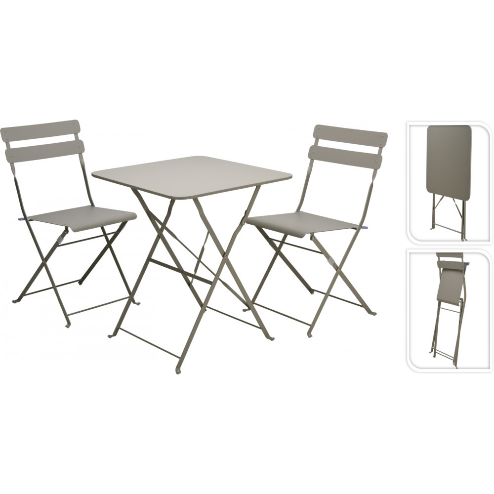 SET BISTROT METAL TAUPE SET 3PCS TABLE P