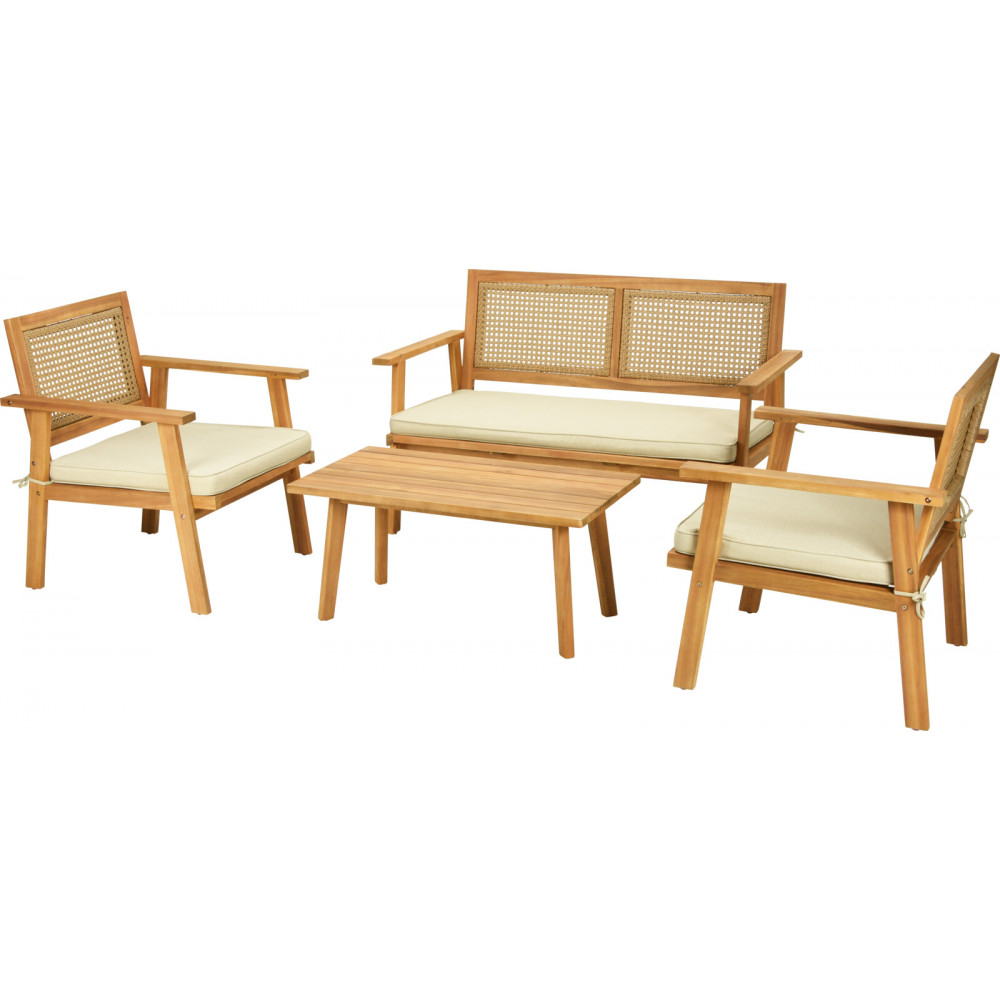 SALON JARDIN LOUNGE CANNAGE BOIS FSC (F