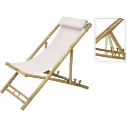 CHILIENNE EN BAMBOU TOILE GRISE