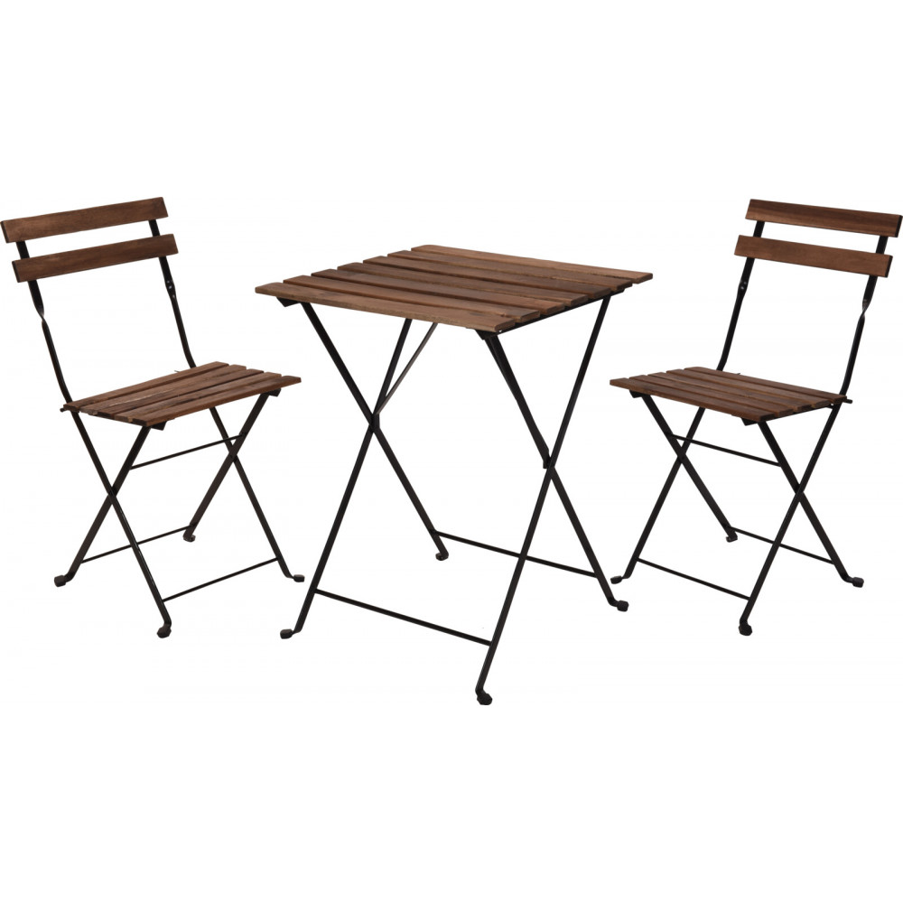 SET BISTROT BOIS ET METAL NOIR 3PCS 1 TA