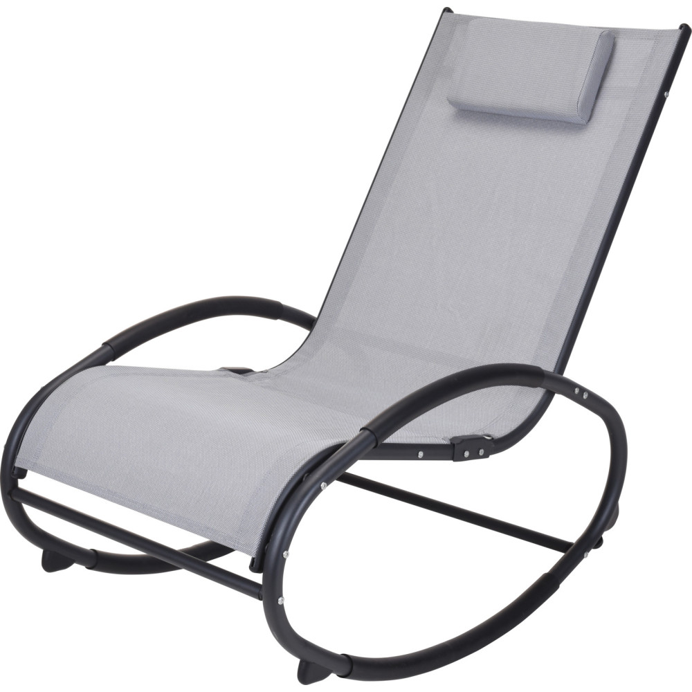 ROCKING CHAIR GRIS CLAIR AVEC COUSSIN DE